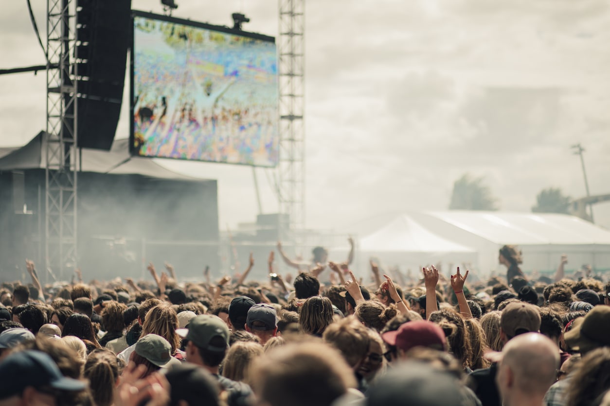 Blurry crowd at a music festival