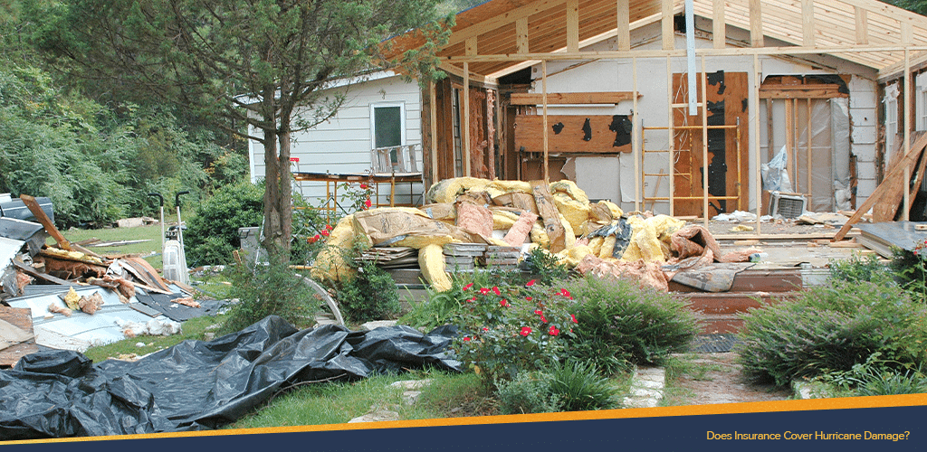 Post hurricane ruined house and wrecked yard