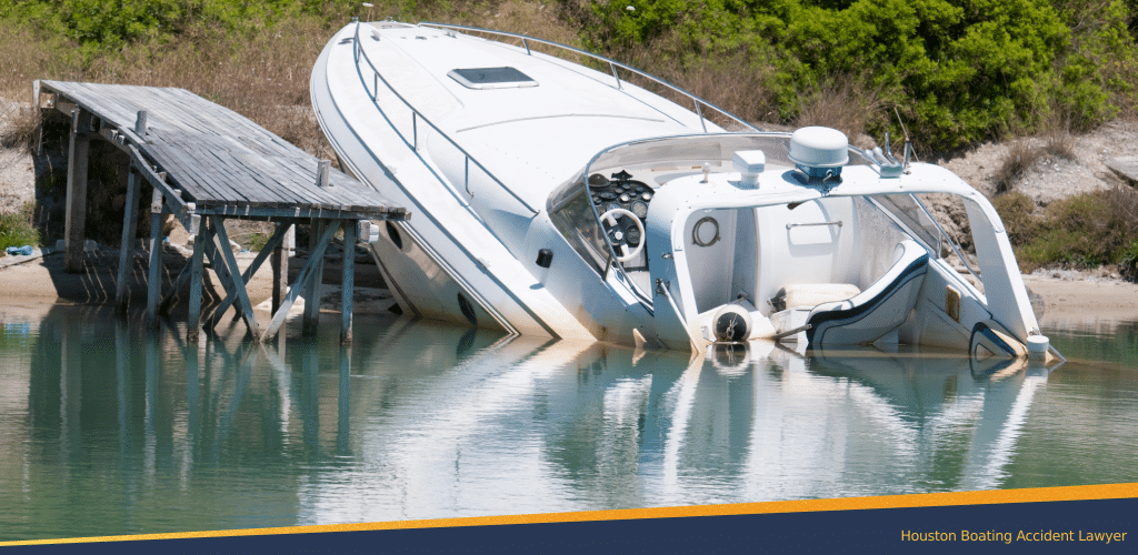 A boating accident in houston with the boat sinking in half