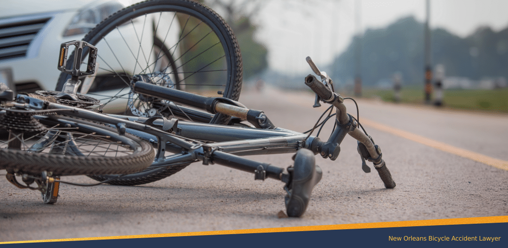 Fallen bicycle on the road due to accident with a car
