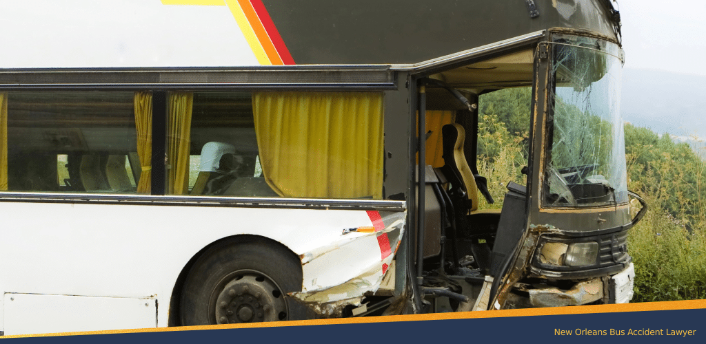 Bus wreckage due to an accident